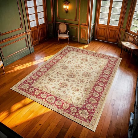Bordo Klasik Çiçek Desenli Kaymaz Taban Salon Halısı Koridor