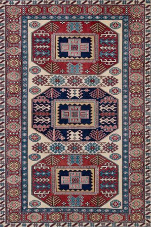 Krem Bordo Geometrik Etnik Kaymaz Tabanlı Salon ve Koridor Halısı