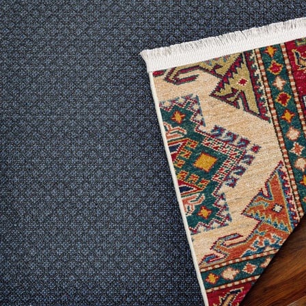 Krem Bordo Etnik Dijital Baskı Kaymaz Taban Salon Halısı Koridor