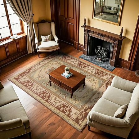 Krem Geometrik Etnik Desenli Kaymaz Tabanlı Salon Halısı Koridor Model