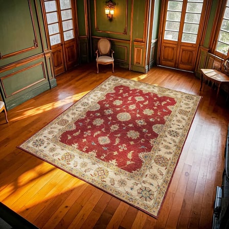 Bordo Madalyon Desenli Kaymaz Taban Salon Halısı Koridor Etnik