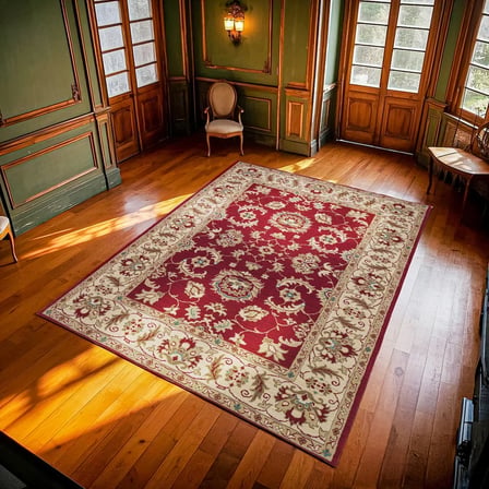 Bordo Klasik Çiçekli Kaymaz Taban Salon Halısı Koridor Etnik