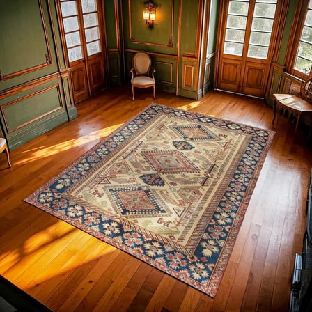Vizon Kahve Krem Geometrik Desenli Kaymaz Taban Halı Koridor Ve Salon