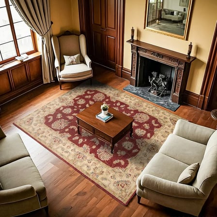 Bordo Çiçekli Klasik Salon Halısı Kaymaz Taban Yıkanabilir Koridor Halısı