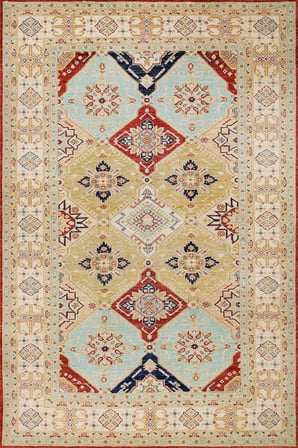 Ekru Dijital Baskı Geometrik Desenli Kaymaz Taban Halı Koridor