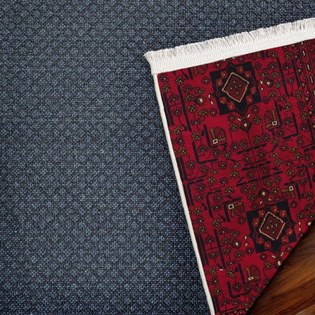 Koyu Bordo Dijital Baskı Geometrik Desenli Kaymaz Taban Halı