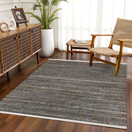 Antrasit Gri Soyut Desenli Modern Kaymaz Tabanlı Salon Koridor Halısı