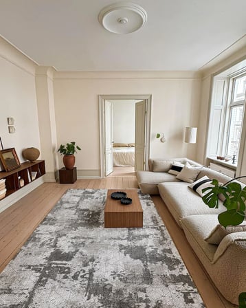 Gri Soyut Desenli Kaymaz Tabanlı Modern Salon Koridor Halısı Dijital Baskı