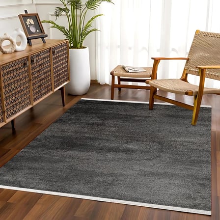 Soyut Desenli Modern Gri Salon Halısı Kaymaz Tabanlı Dijital Baskı Koridor