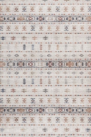 Krem Geometrik Desenli Salon Halısı Etnik Bohem Stil Kaymaz Tabanlı