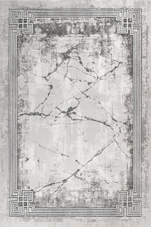 Gri Soyut Desenli Modern Kaymaz Tabanlı Salon ve Koridor Halısı Dijital Baskı