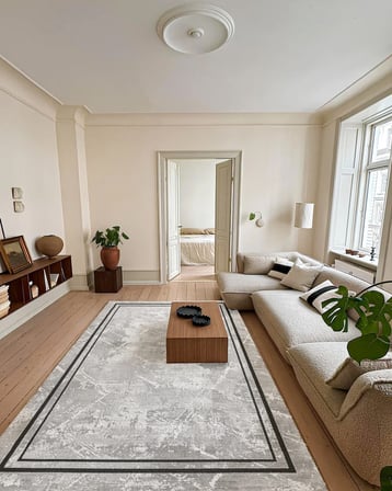 Gri Soyut Modern Salon Halısı Kaymaz Taban Dijital Baskı Koridor Modeli