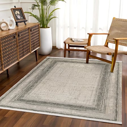 Gri Geometrik Desenli Modern Dijital Baskı Salon Halısı Kaymaz Taban