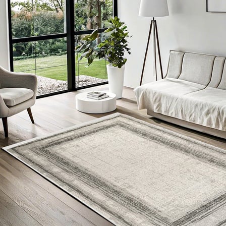 Gri Geometrik Desenli Modern Dijital Baskı Salon Halısı Kaymaz Taban