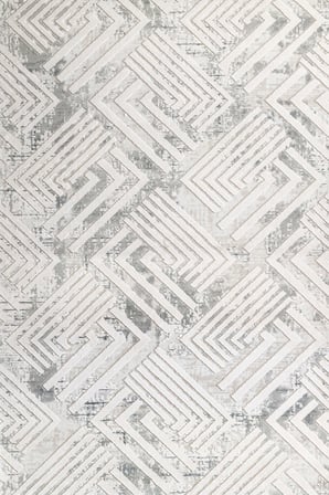 Gri Ekru Geometrik Modern Salon Halısı Kaymaz Taban Koridor Eskitme Vintage
