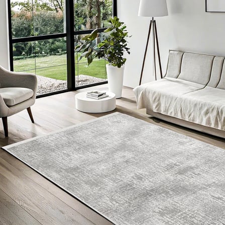 Gri Salon Halısı Modern Soyut Dijital Baskı Kaymaz Tabanlı Pamuk-Polyester Karışım