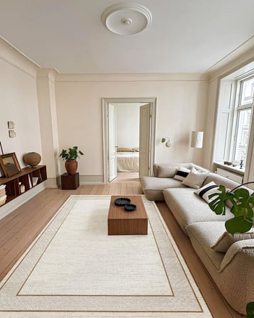 Krem Halı Geometrik Desenli Modern Dijital Baskı Salon Koridor Halısı Kaymaz Taban (86 kar.)