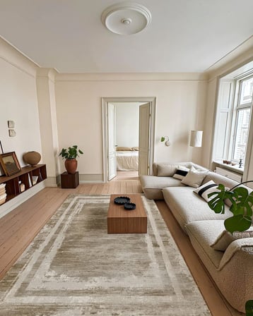 Vizon Kahve Modern Geometrik Eskitme Salon Halısı Koridor Kaymaz Tabanlı
