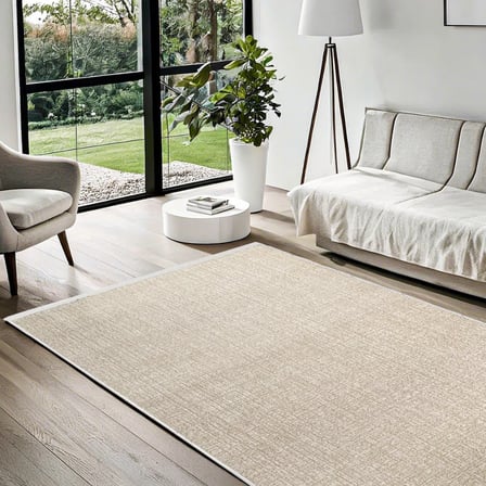 Krem Modern Salon Halısı Kaymaz Taban Yıkanabilir Koridor Dijital Baskı