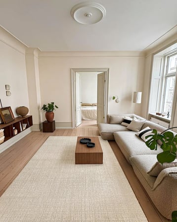 Krem Modern Salon Halısı Kaymaz Taban Yıkanabilir Koridor Dijital Baskı