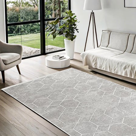 Gri Geometrik Desenli Modern Kaymaz Taban Salon Halısı Koridor İçin Dijital Baskı