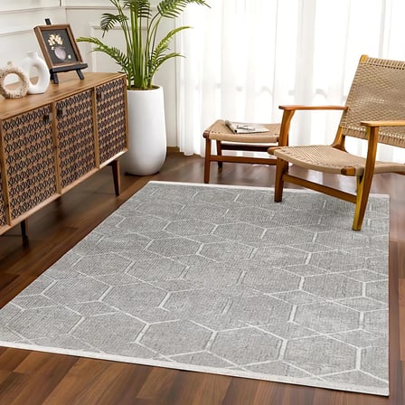 Gri Geometrik Desenli Modern Kaymaz Taban Salon Halısı Koridor İçin Dijital Baskı