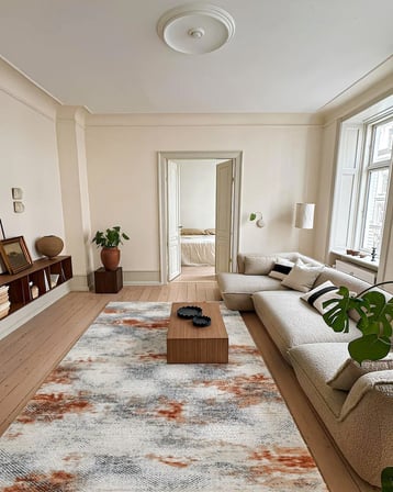Ekru Çok Renkli Soyut Salon Halısı Kaymaz Tabanlı Dijital Baskı Modern Koridor