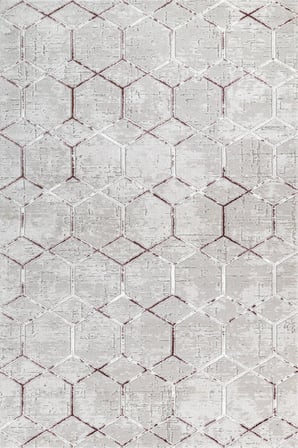Gri Geometrik Salon Halısı Kaymaz Taban Dijital Baskı Koridor Uyumlu Modern
