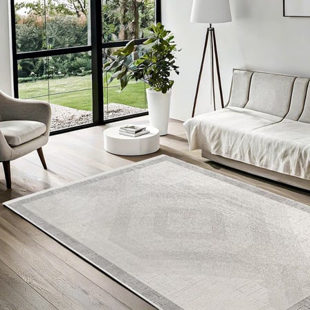 Modern Geometrik Desenli Dijital Baskı Halı Gri Kaymaz Tabanlı Salon Koridor Uyumlu
