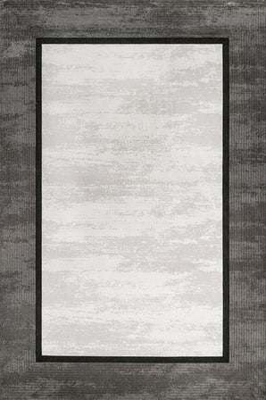 Modern Gri Geometrik Desenli Salon Halısı Kaymaz Taban Dijital Baskı Yıkanabilir
