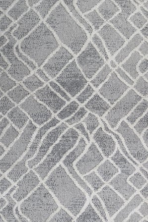 Gri Geometrik Desenli Modern Dijital Baskı Kaymaz Taban Halı Salon Koridor