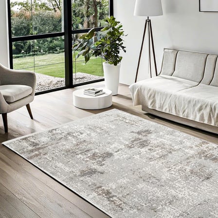 Gri Soyut Modern Salon Halısı Dijital Baskı Kaymaz Taban Koridor Eskitme Stil