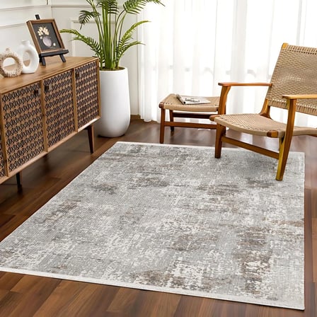 Gri Soyut Modern Salon Halısı Dijital Baskı Kaymaz Taban Koridor Eskitme Stil