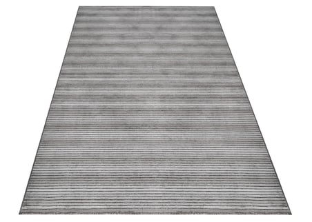 Modern Gri Çizgili Salon Halısı Kabartmalı Pamuk Doku Koridor ve Yatak Odası