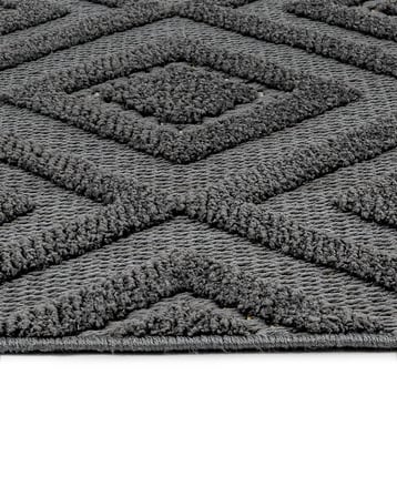 Antrasit Gri Geometrik Desenli Modern Salon Halısı Koridor Yatak Odası