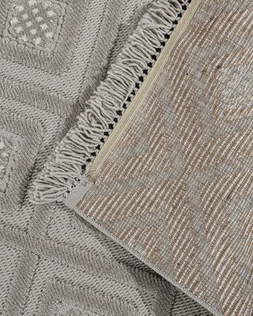 Gri Geometrik Desenli Modern Salon Halısı Pamuk Dokuma Koridor