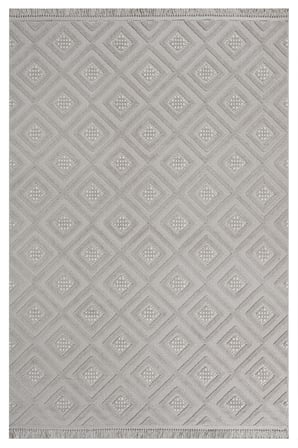 Gri Geometrik Desenli Modern Salon Halısı Pamuk Dokuma Koridor