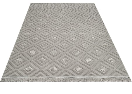 Gri Geometrik Desenli Modern Salon Halısı Pamuk Dokuma Koridor