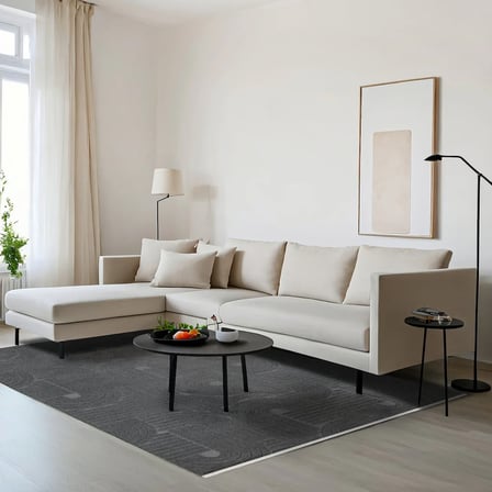 Antrasit Gri Geometrik Modern Salon Halısı Pamuklu Koridor Makine Dokuma