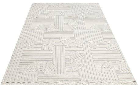 Modern Geometrik Ekru Krem Halı Salon Ve Koridor İçin Makine Dokuma