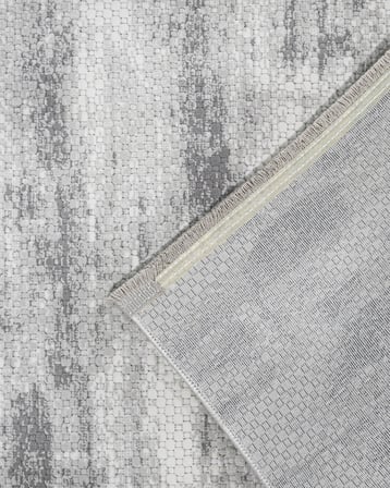 Gri Modern Soyut Desenli Salon Halısı Toz Vermez Koridor Makine Dokuma