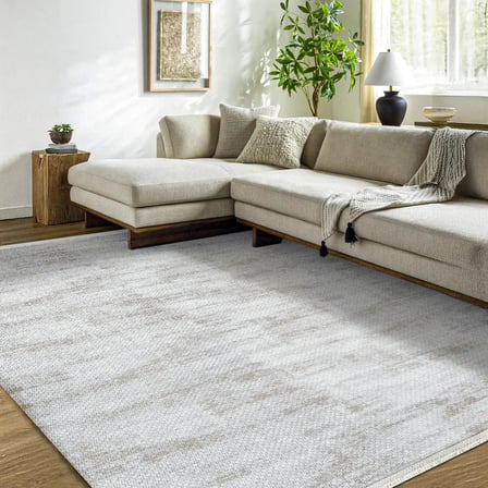 Beyaz Soyut Modern Salon Halısı Tekstureli Makine Dokuma Koridor