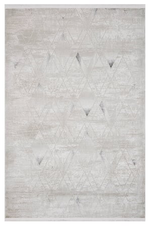 Krem Geometrik Pamuklu Modern Salon Halısı Koridor Eskitme Vintage