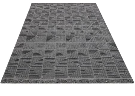Antrasit Gri Modern Geometrik Desenli Salon Halısı Koridor Yatak Odası