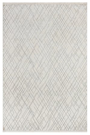 Modern Geometrik Krem Salon Halısı Polyester Koridor İskandinav