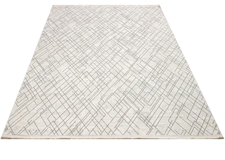 Modern Geometrik Krem Salon Halısı Polyester Koridor İskandinav