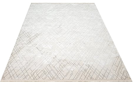 Modern Geometrik Krem Salon Halısı Polyester Koridor İskandinav