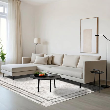 Gri Eskitme Geometrik Salon Halısı Dijital Baskı Kaymaz Tabanlı Modern Koridor