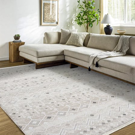 Gri Geometrik Modern Salon Halısı Dijital Baskı Kaymaz Tabanlı Koridor