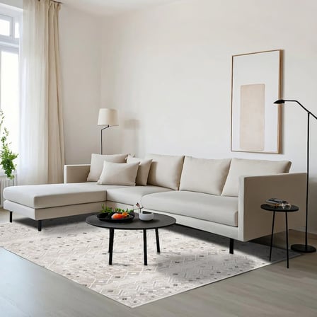 Gri Geometrik Modern Salon Halısı Dijital Baskı Kaymaz Tabanlı Koridor